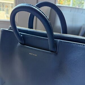 Matt & Nat Blue Vegan Leather Structured Bag with Crossbody Strap Eco-Friendly